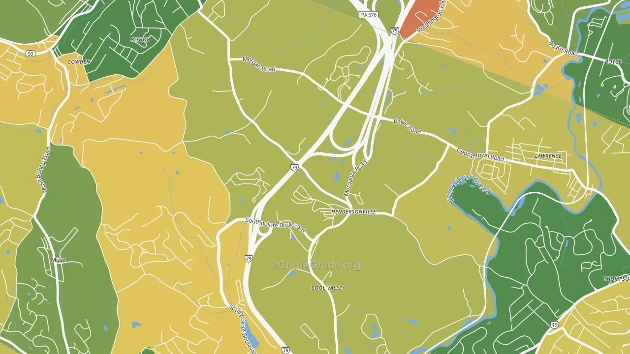 Hendersonville, PA Map of Theft Rates