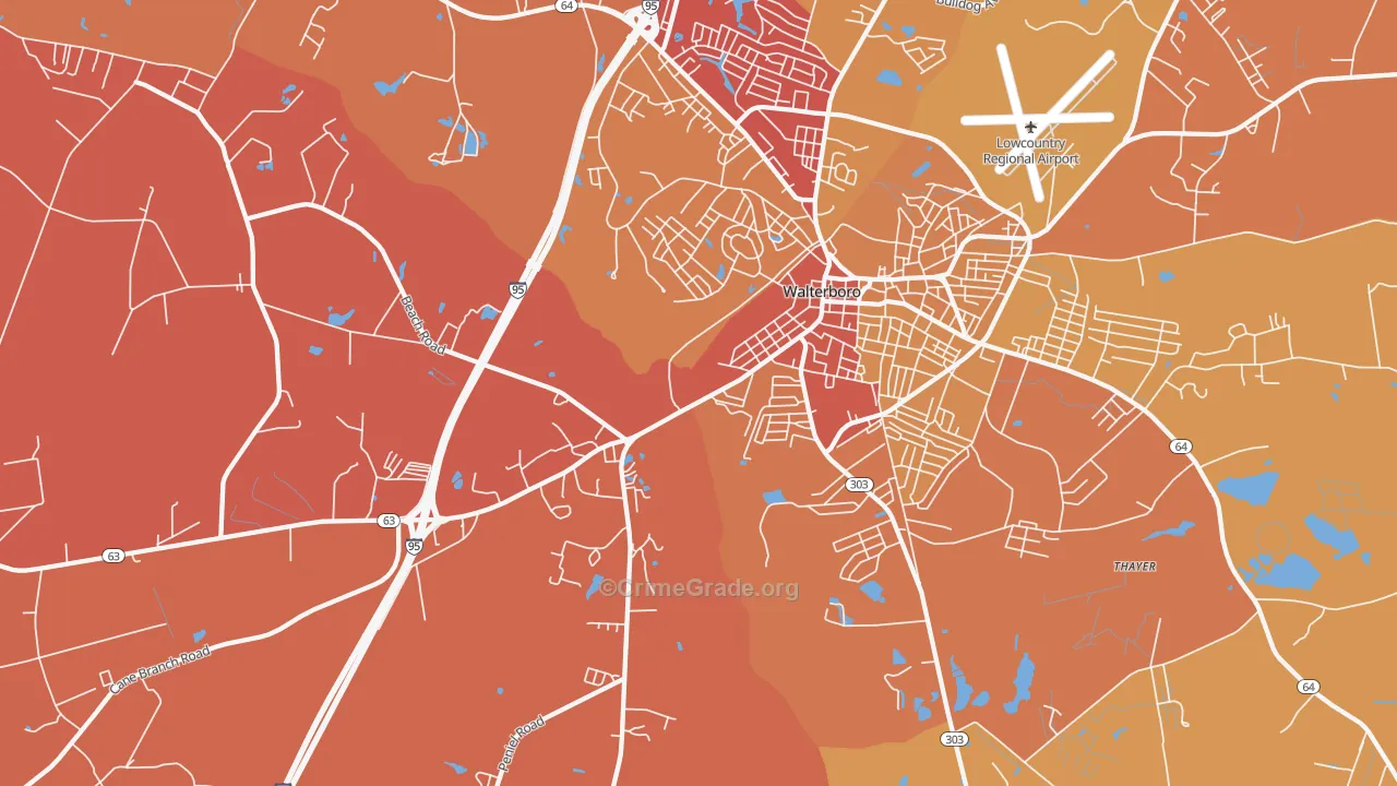 Hendersonville, SC Map of Theft Rates