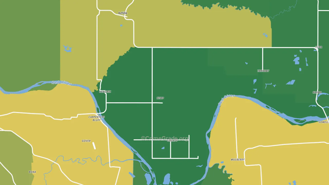 Hendrix, OK Map of Theft Rates