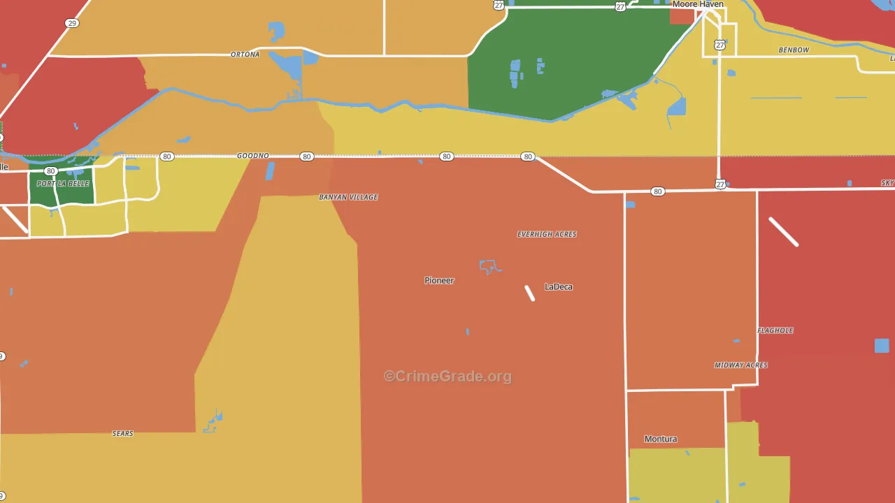 Hendry County, FL Map of Theft Rates