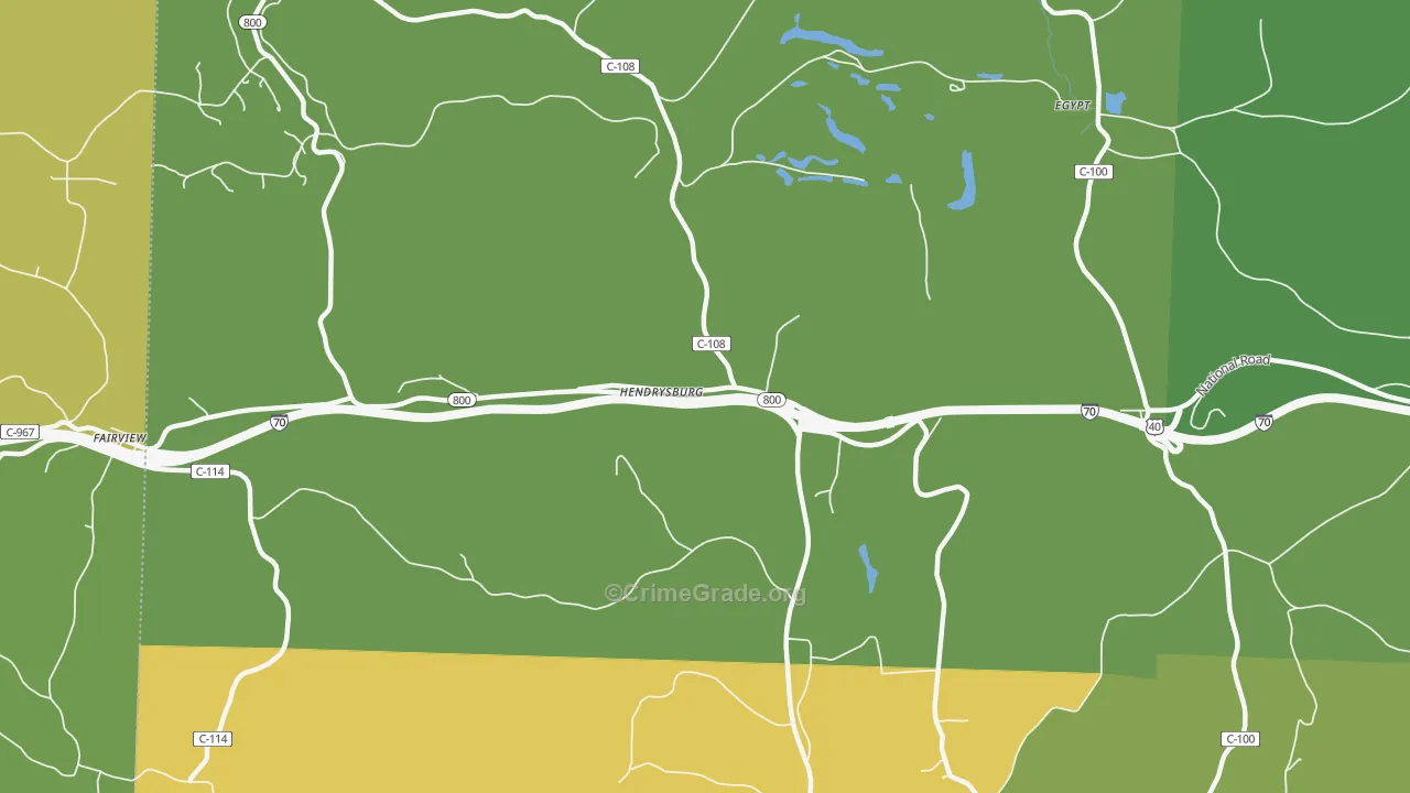 Hendrysburg, OH Map of Theft Rates