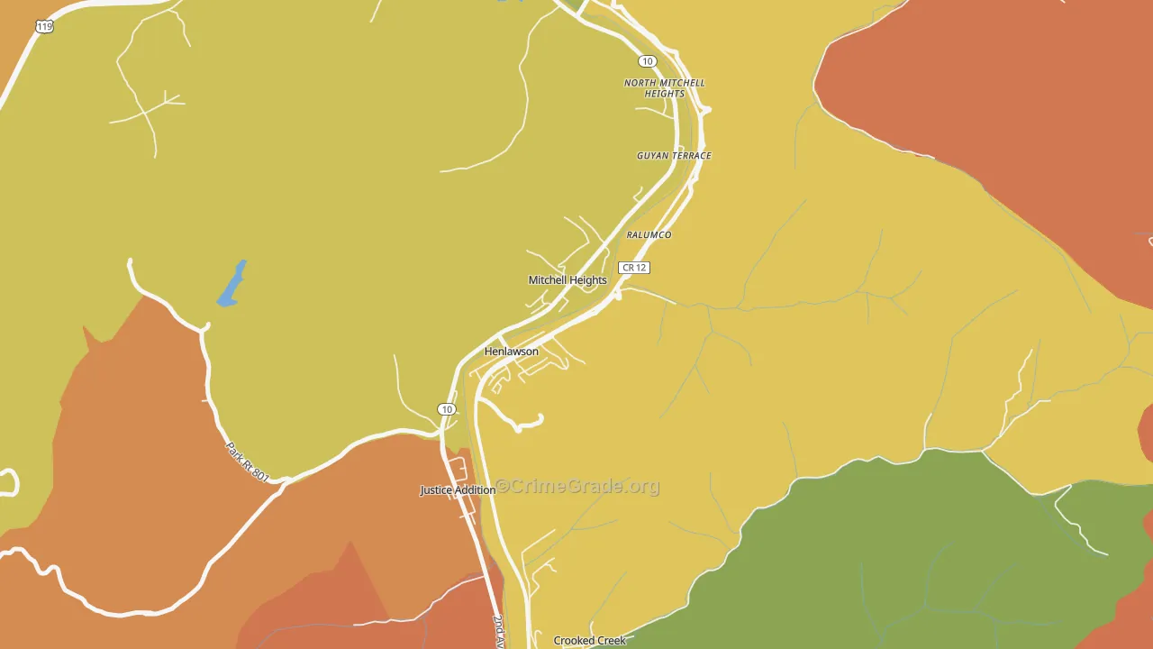Henlawson, WV Map of Theft Rates