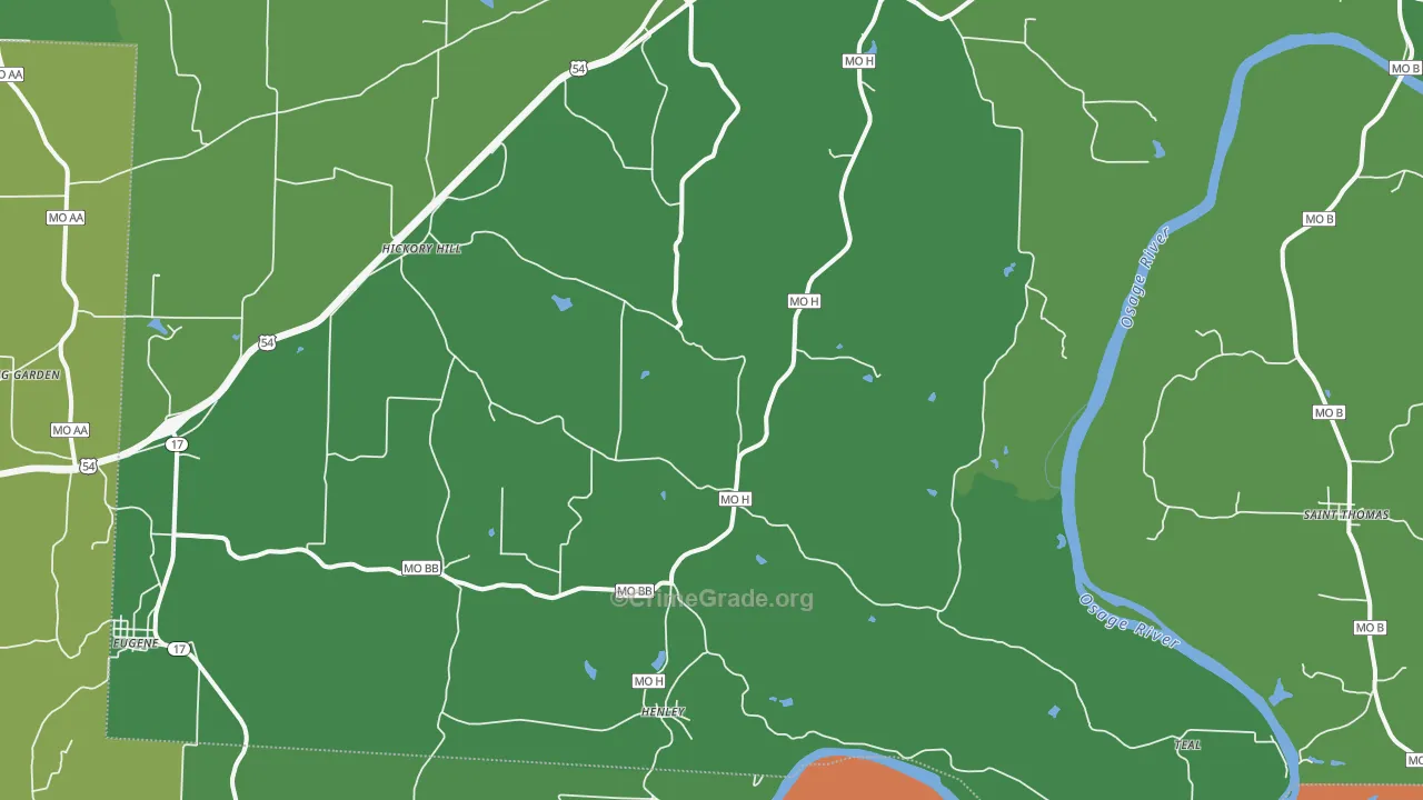Henley, MO Map of Theft Rates