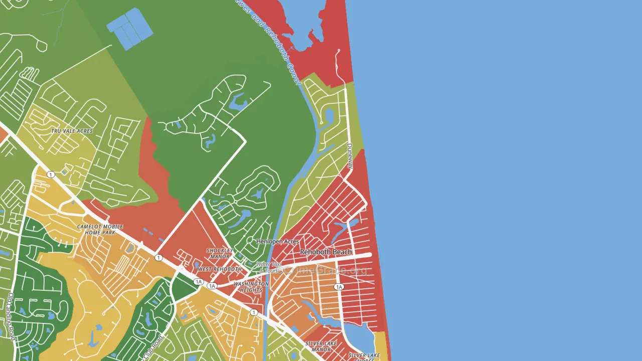 Henlopen Acres, DE Map of Theft Rates