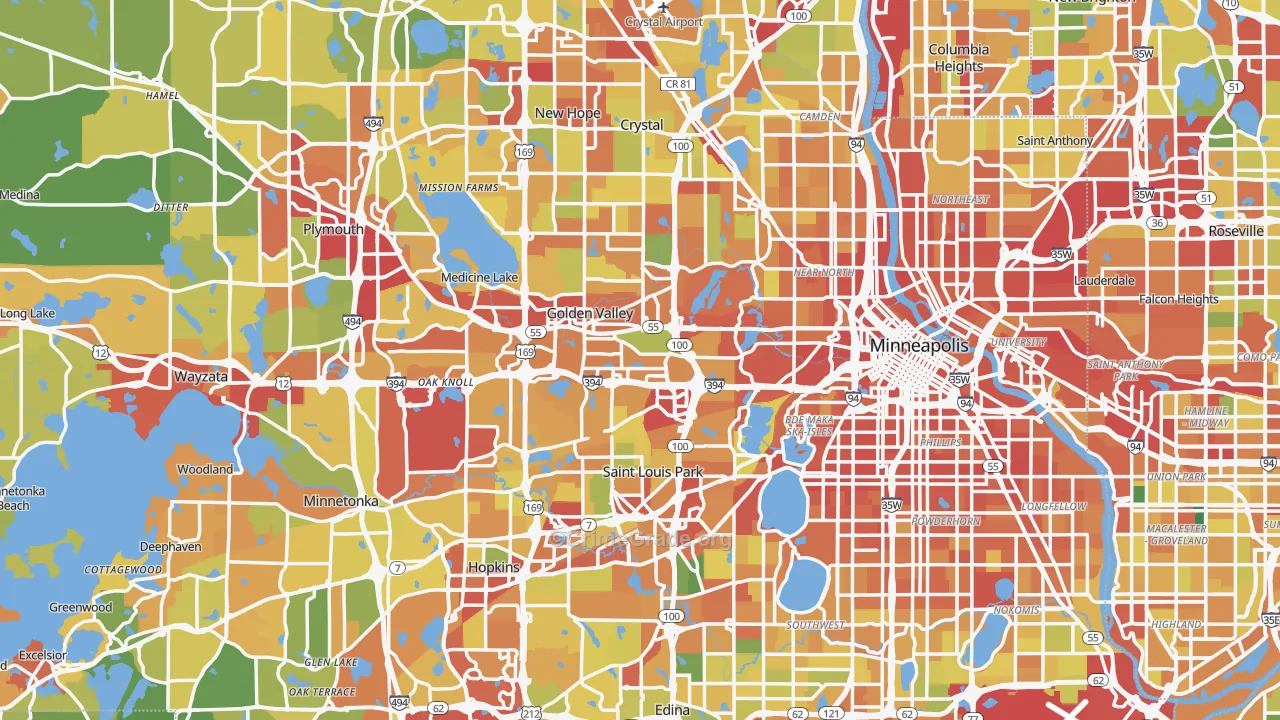 Hennepin County, MN Map of Theft Rates