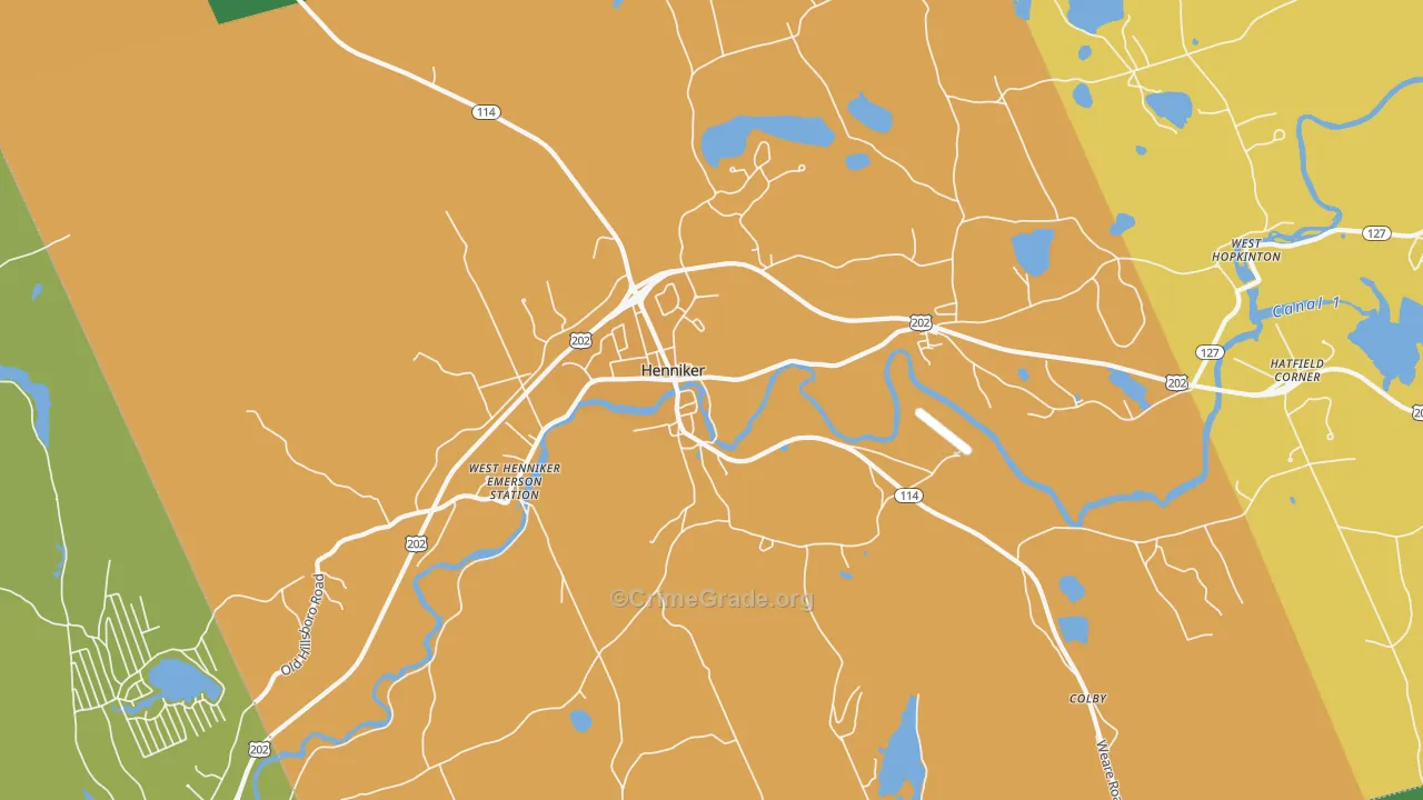 Henniker, NH Map of Theft Rates