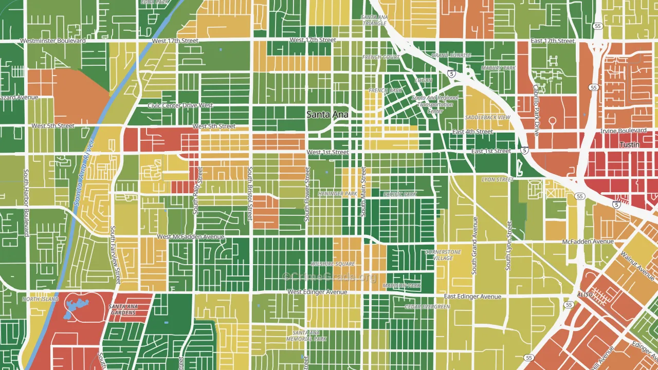 Henninger Park, Santa Ana, CA Map of Theft Rates