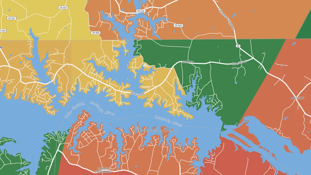 Henrico, NC Map of Theft Rates