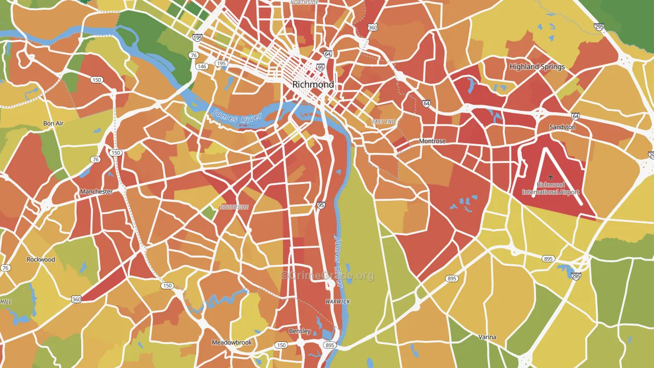 Henrico, VA Map of Theft Rates