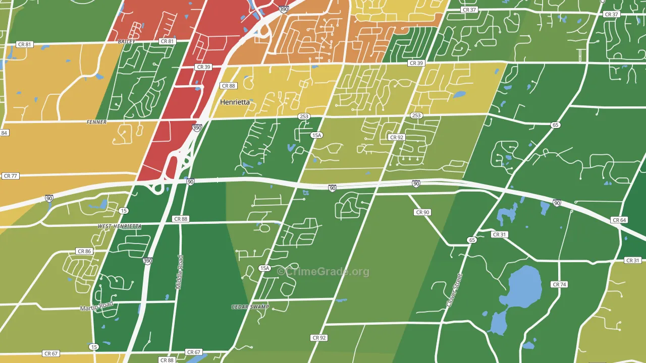 Henrietta, NY Map of Theft Rates