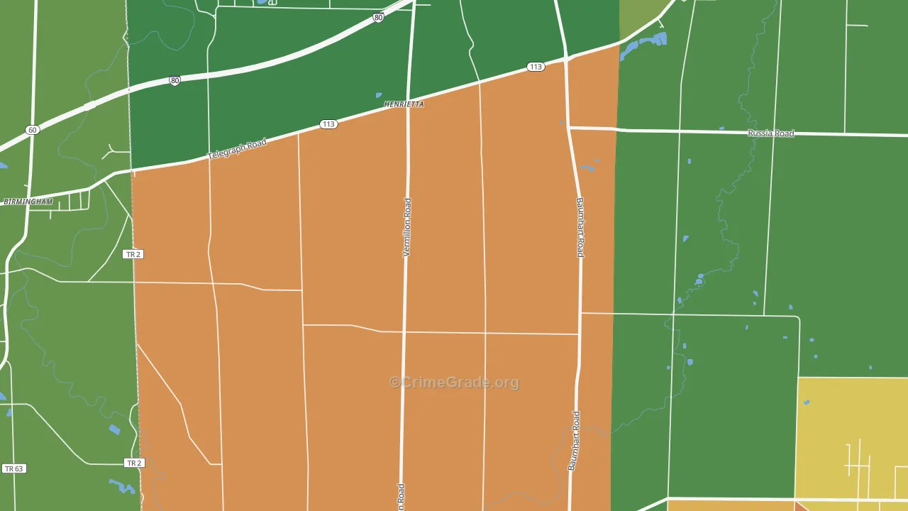 Henrietta, OH Map of Theft Rates