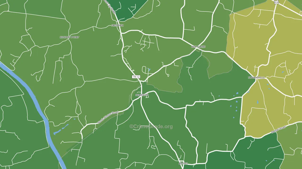 Henrietta, TN Map of Theft Rates