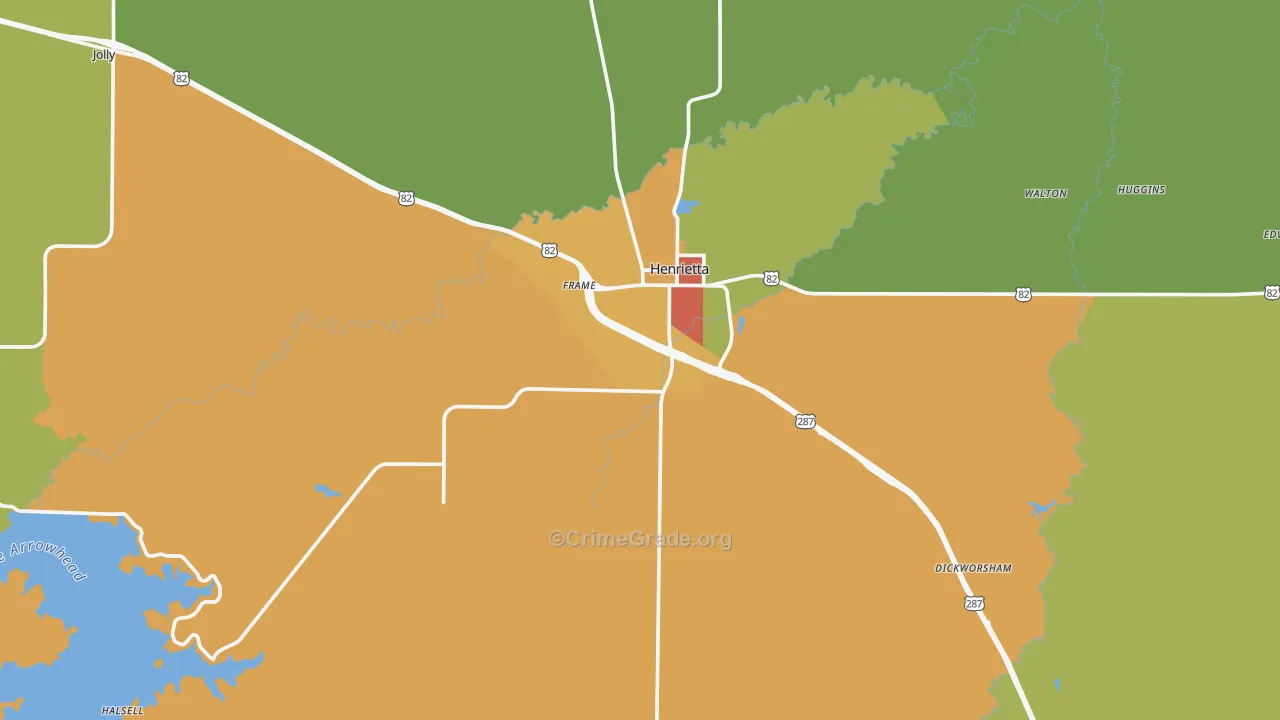 Henrietta, TX Map of Theft Rates