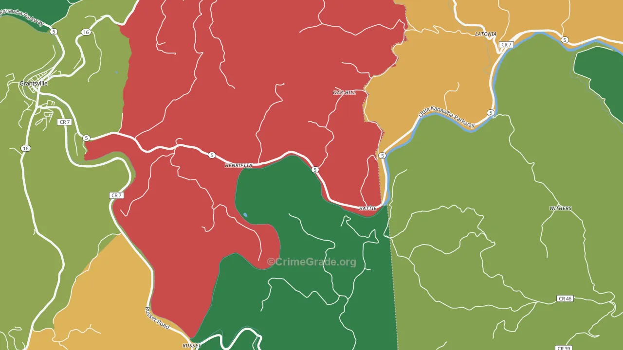 Henrietta, WV Map of Theft Rates