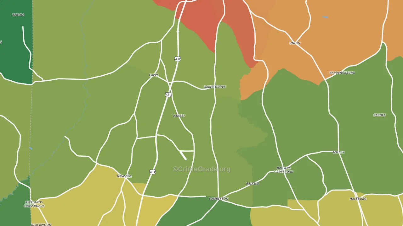 Henry County, AL Map of Theft Rates