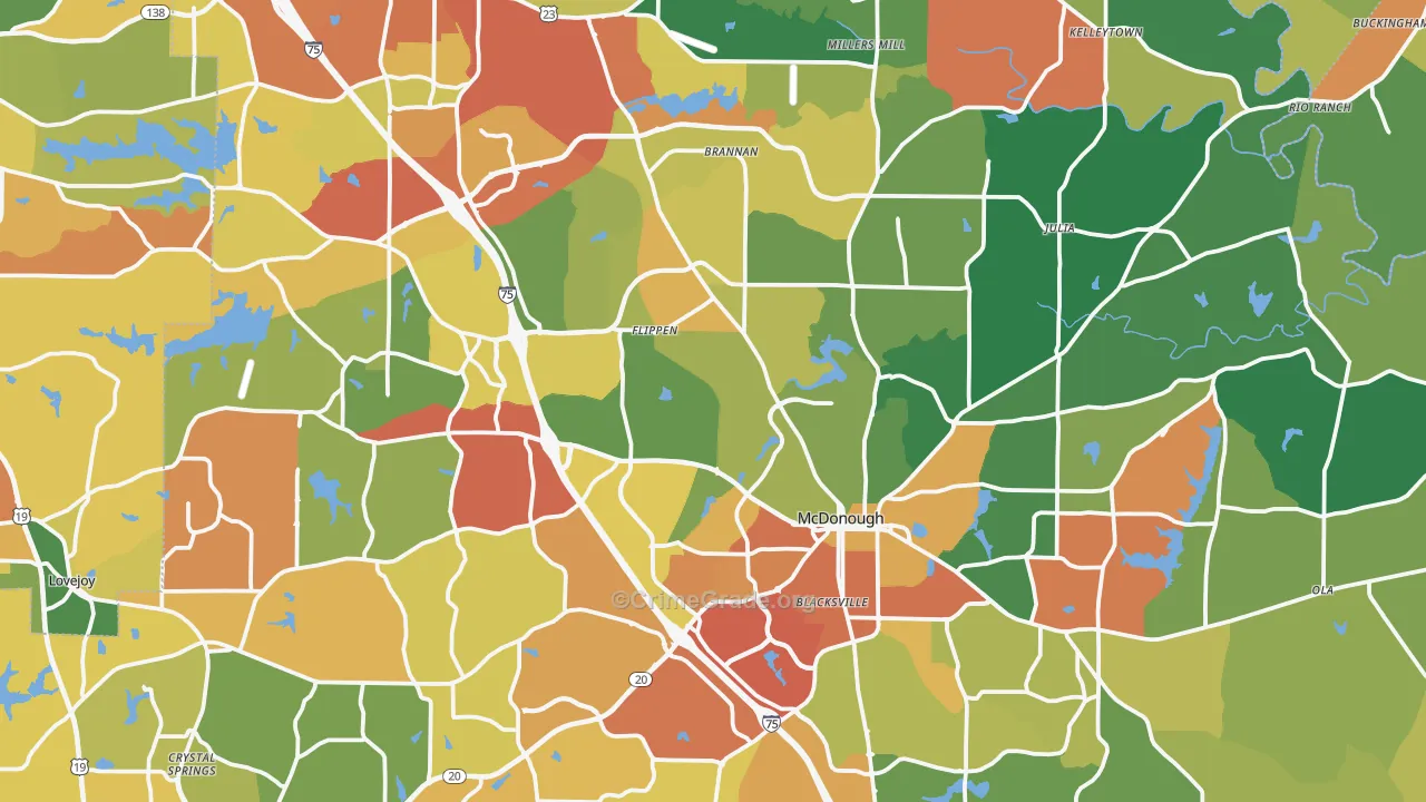 Henry County, GA Map of Theft Rates