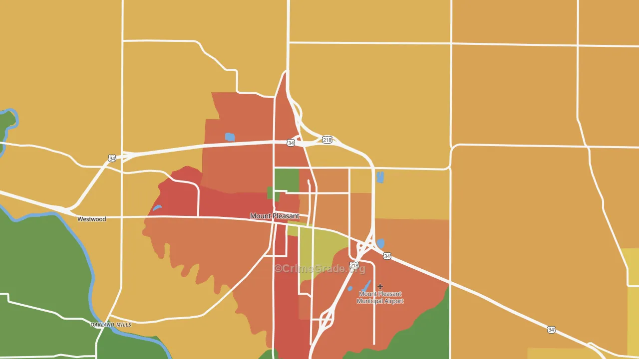 Henry County, IA Map of Theft Rates