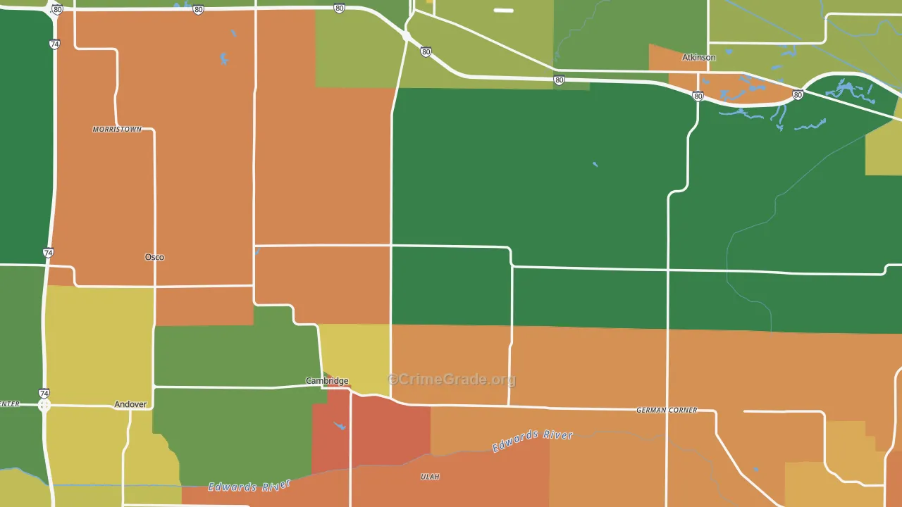 Henry County, IL Map of Theft Rates