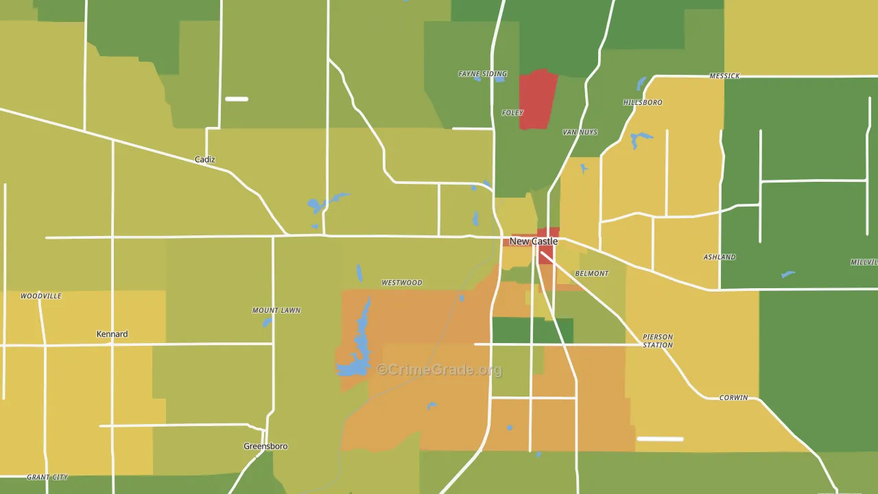 Henry County, IN Map of Theft Rates