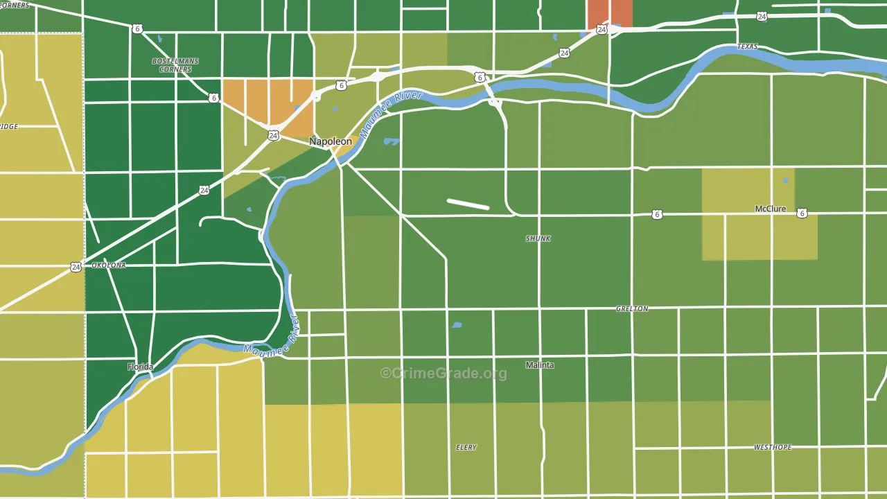 Henry County, OH Map of Theft Rates