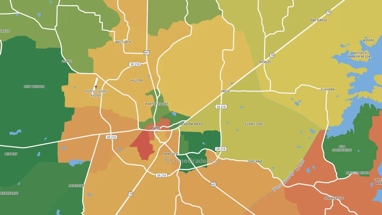 Henry County, TN Map of Theft Rates