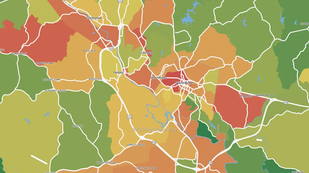 Henry County, VA Map of Theft Rates