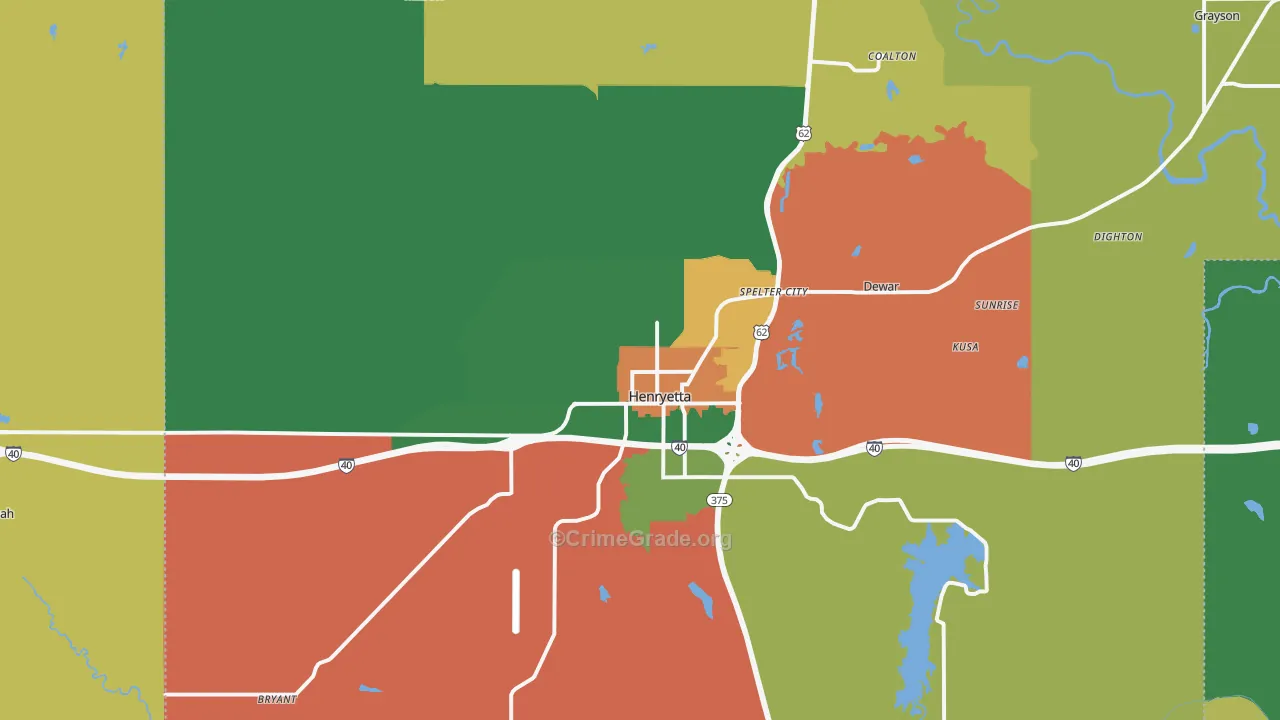Henryetta, OK Map of Theft Rates