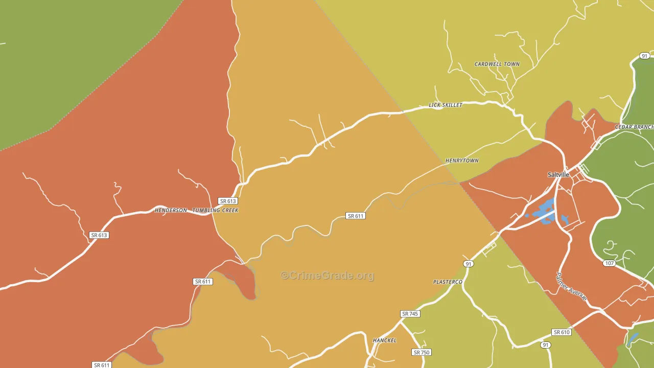 Henrytown, VA Map of Theft Rates