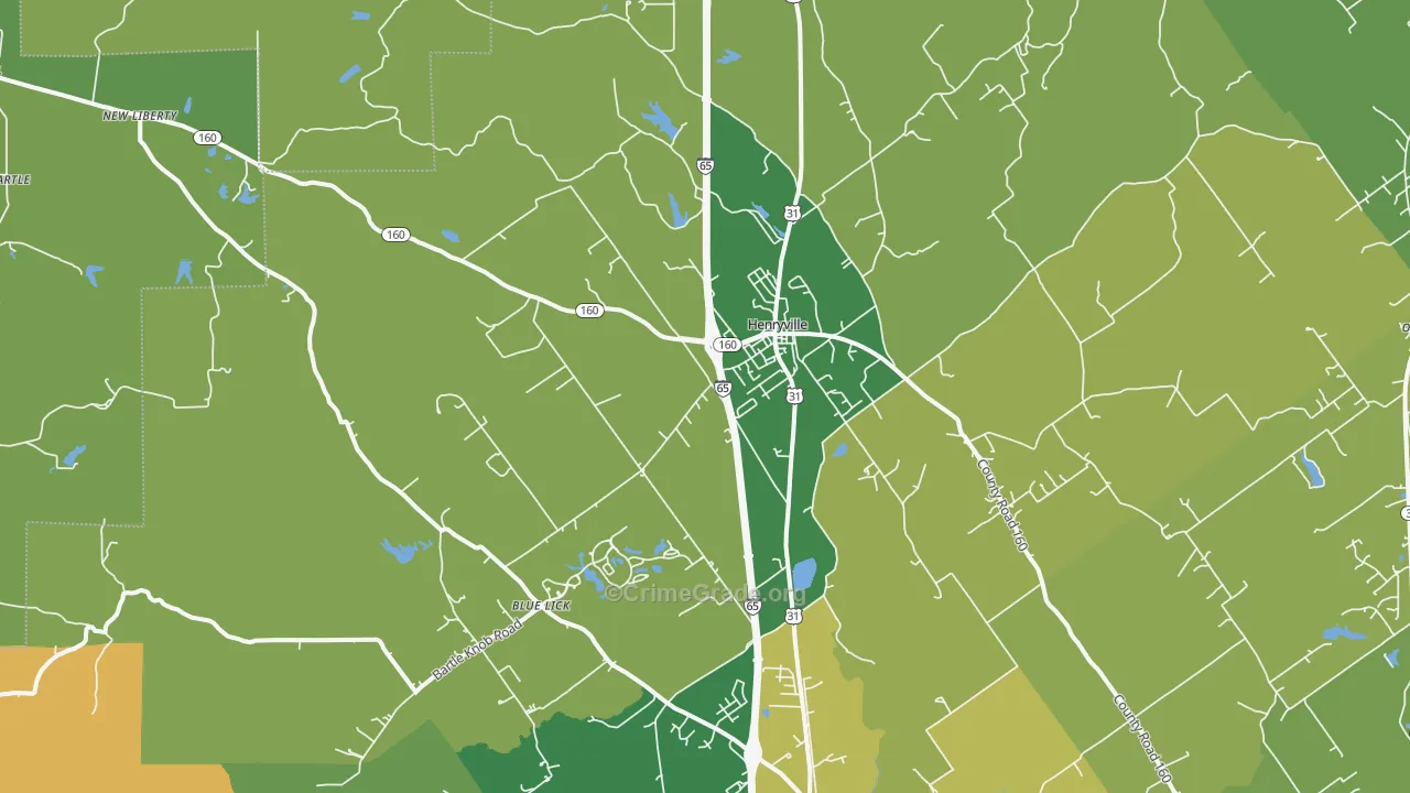 Henryville, IN Map of Theft Rates