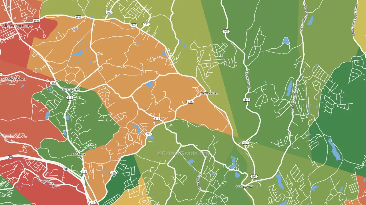 Henryville, PA Map of Theft Rates