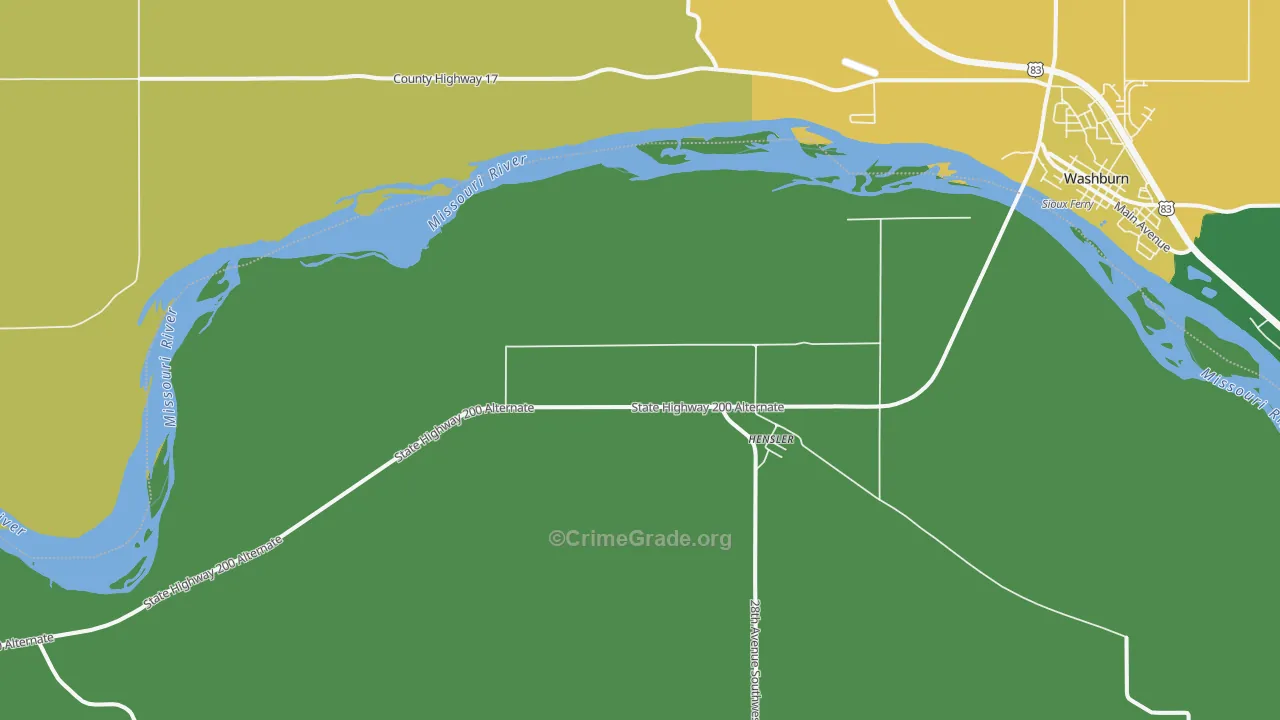 Hensler, ND Map of Theft Rates
