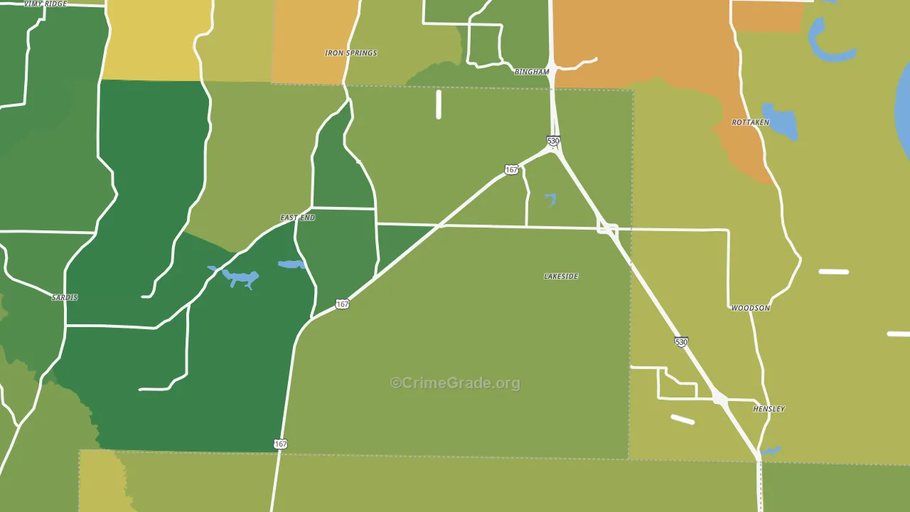 Hensley, AR Map of Theft Rates