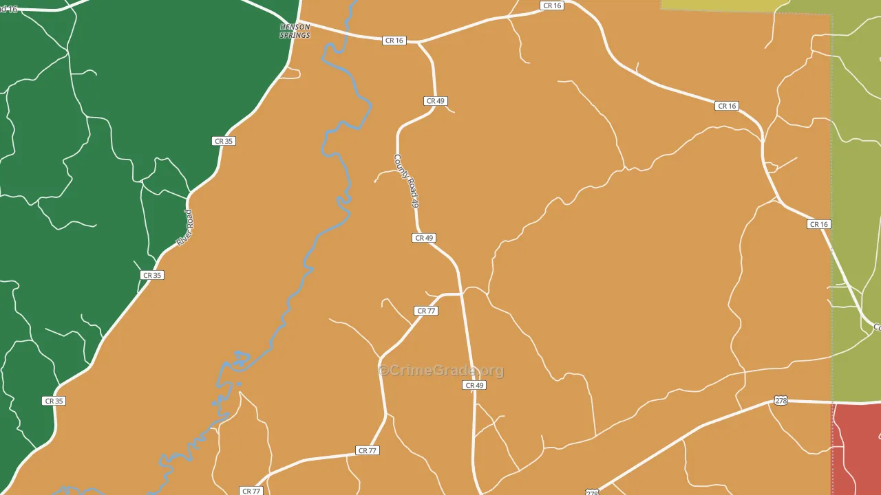 Henson Springs, AL Map of Theft Rates