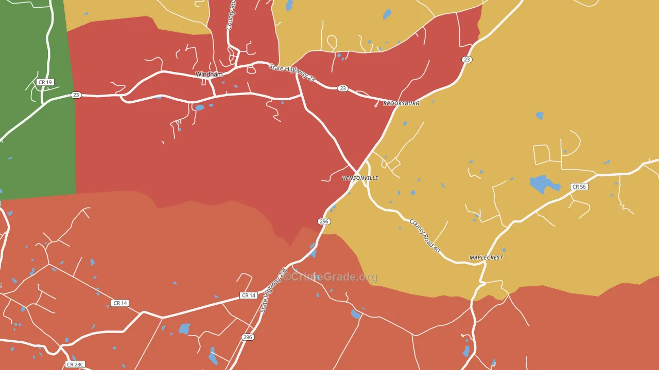 Hensonville, NY Map of Theft Rates