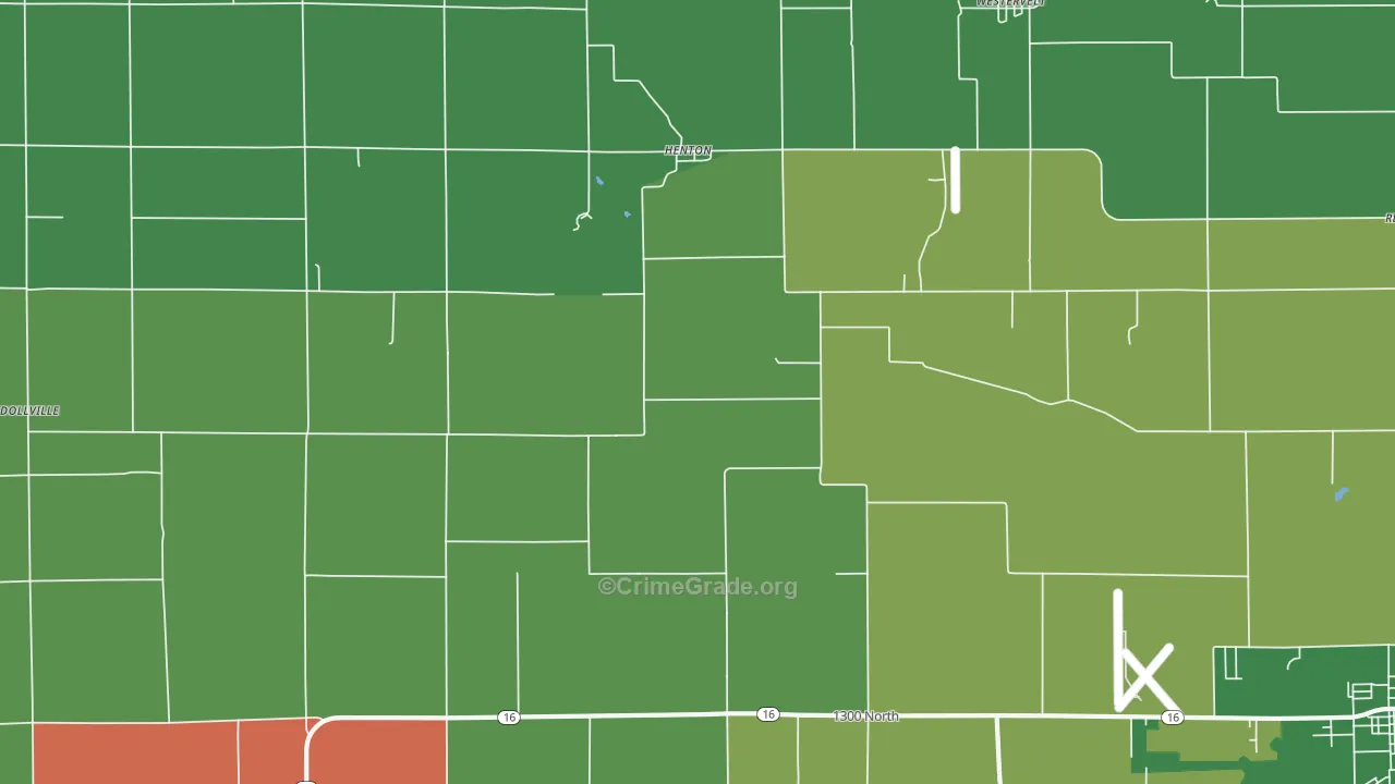 Henton, IL Map of Theft Rates