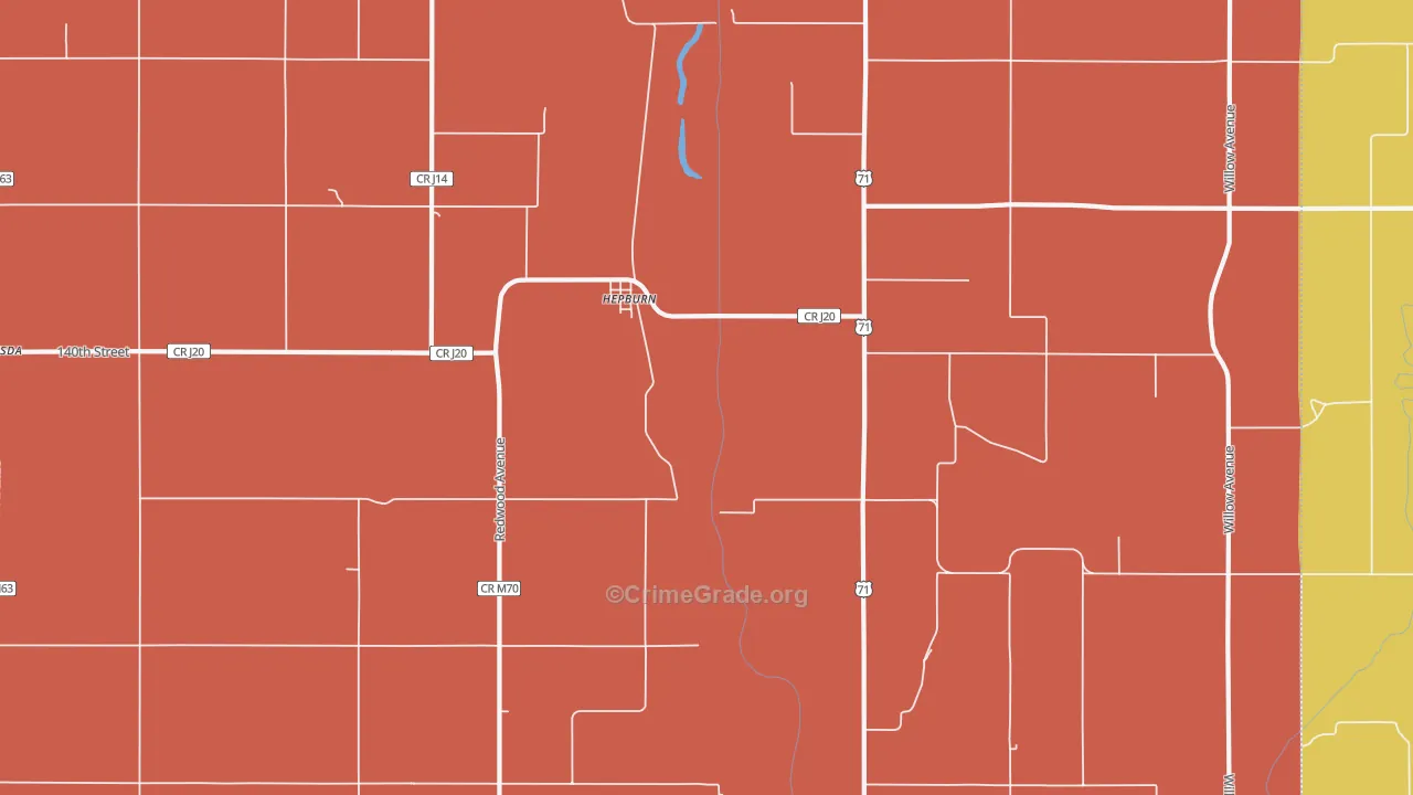 Hepburn, IA Map of Theft Rates