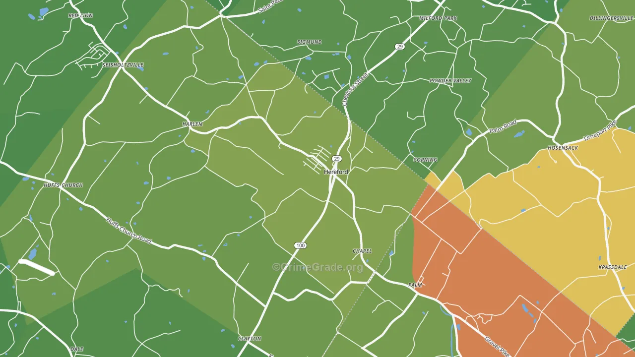 Hereford, PA Map of Theft Rates