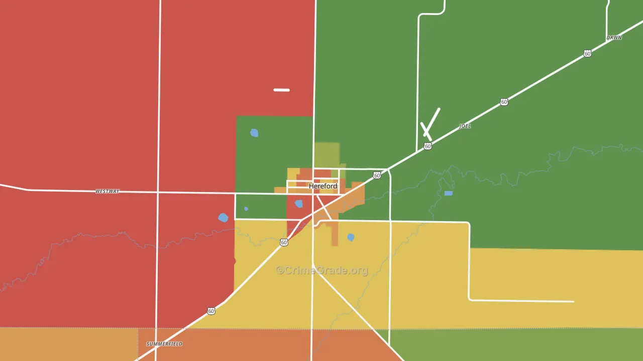 Hereford, TX Map of Theft Rates