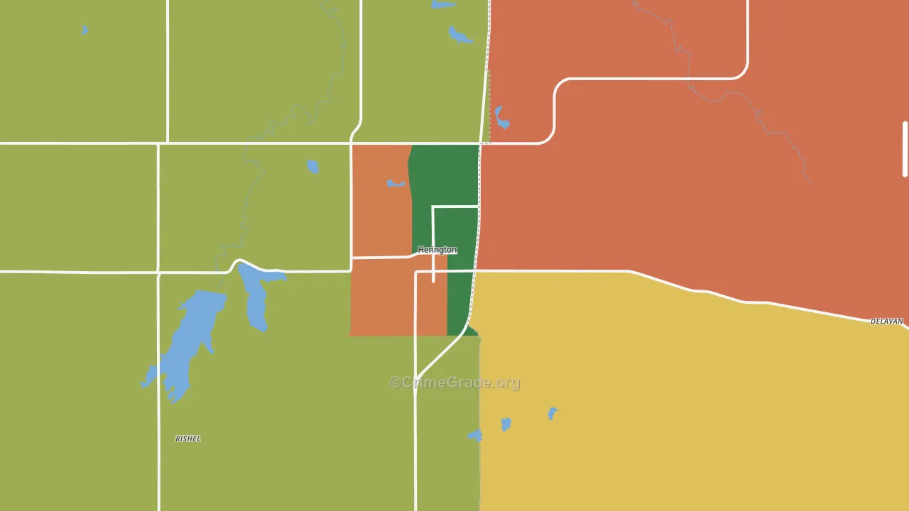 Herington, KS Map of Theft Rates