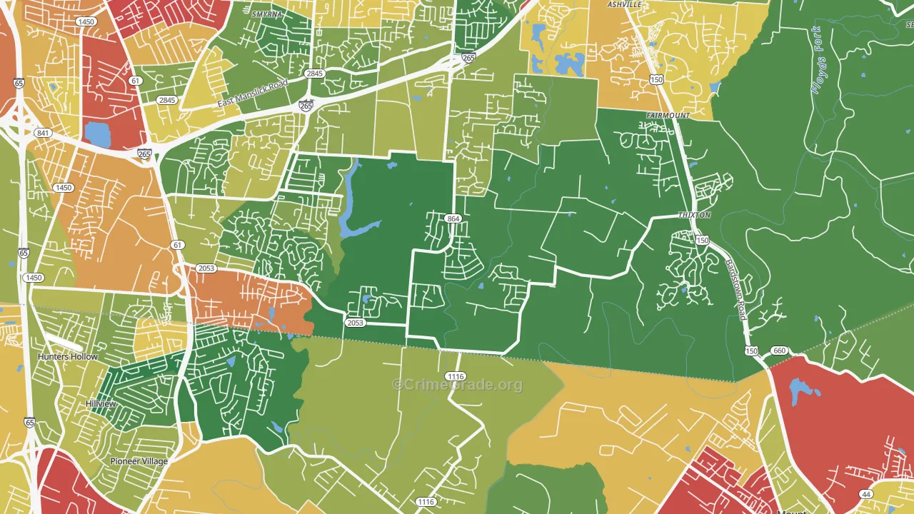 Heritage Creek, KY Map of Theft Rates