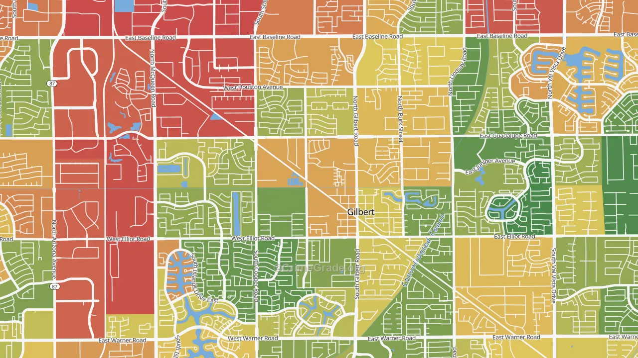 Heritage District, Gilbert, AZ Map of Theft Rates
