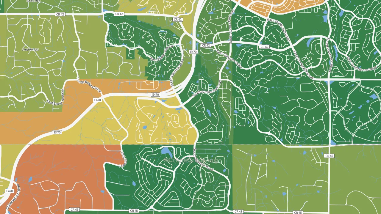 Heritage Eagle Bend, Aurora, CO Map of Theft Rates