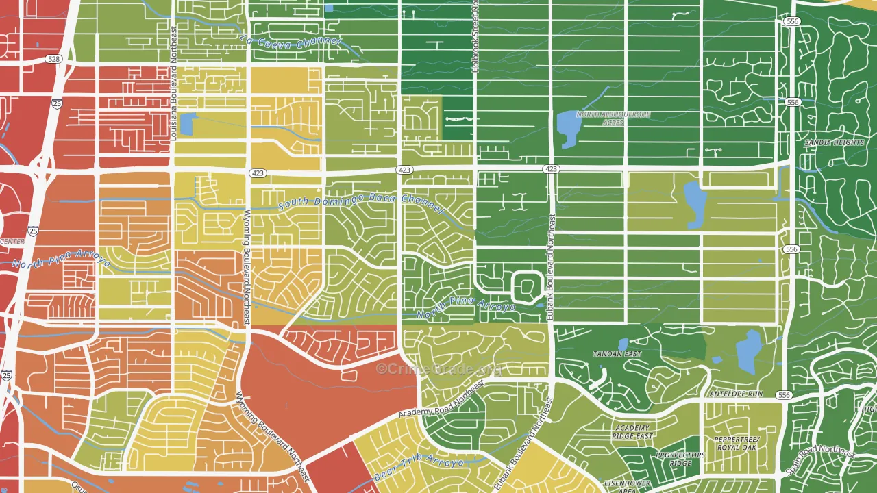 Heritage East, Albuquerque, NM Map of Theft Rates