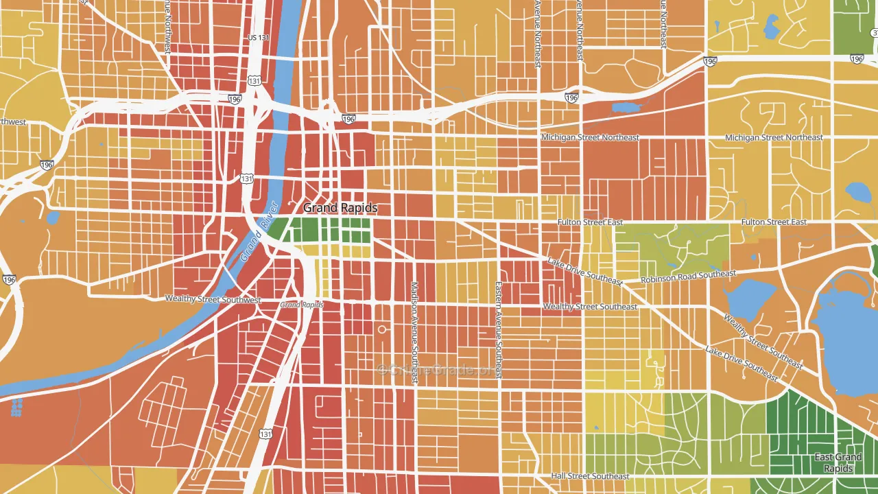Heritage Hill, Grand Rapids, MI Map of Theft Rates