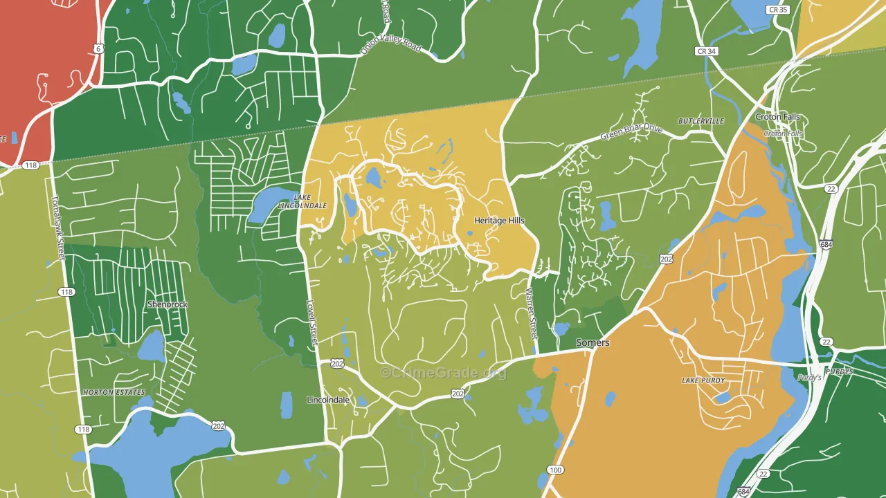 Heritage Hills, NY Map of Theft Rates