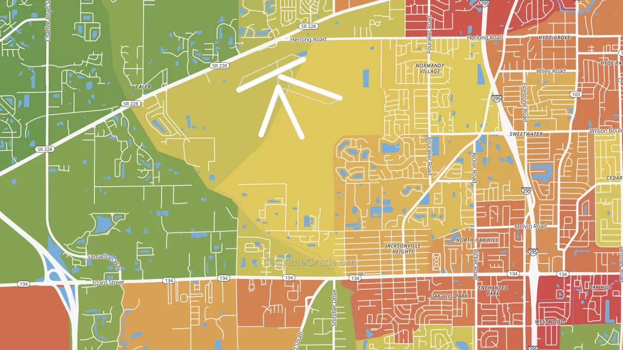 Herlong, Jacksonville, FL Map of Theft Rates