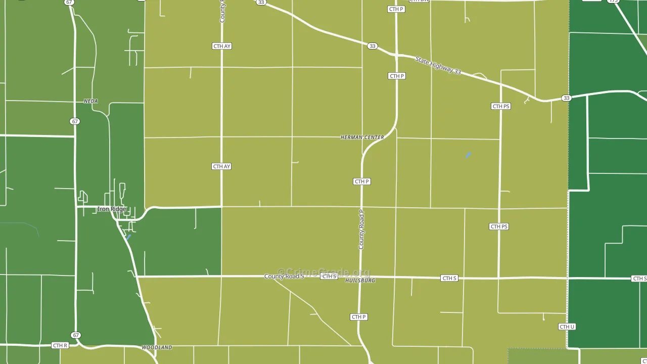 Herman Center, WI Map of Theft Rates