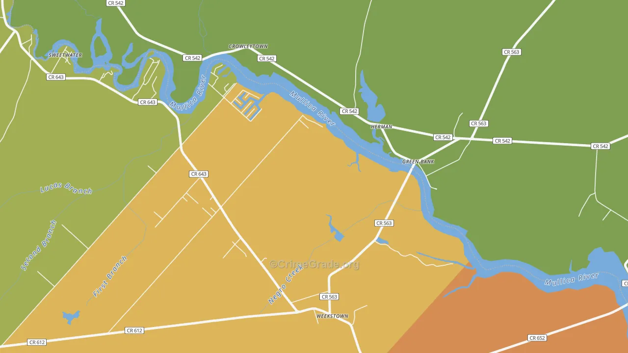 Herman, NJ Map of Theft Rates