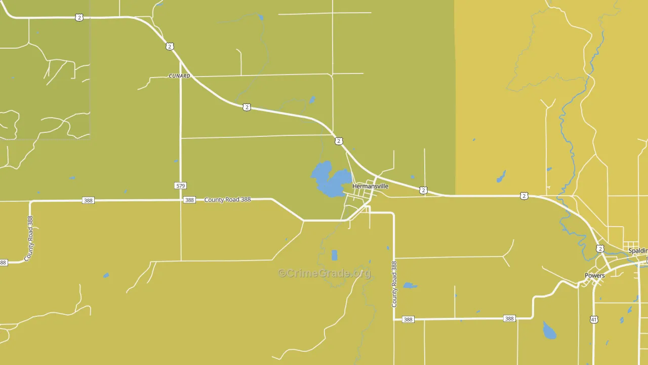 Hermansville, MI Map of Theft Rates