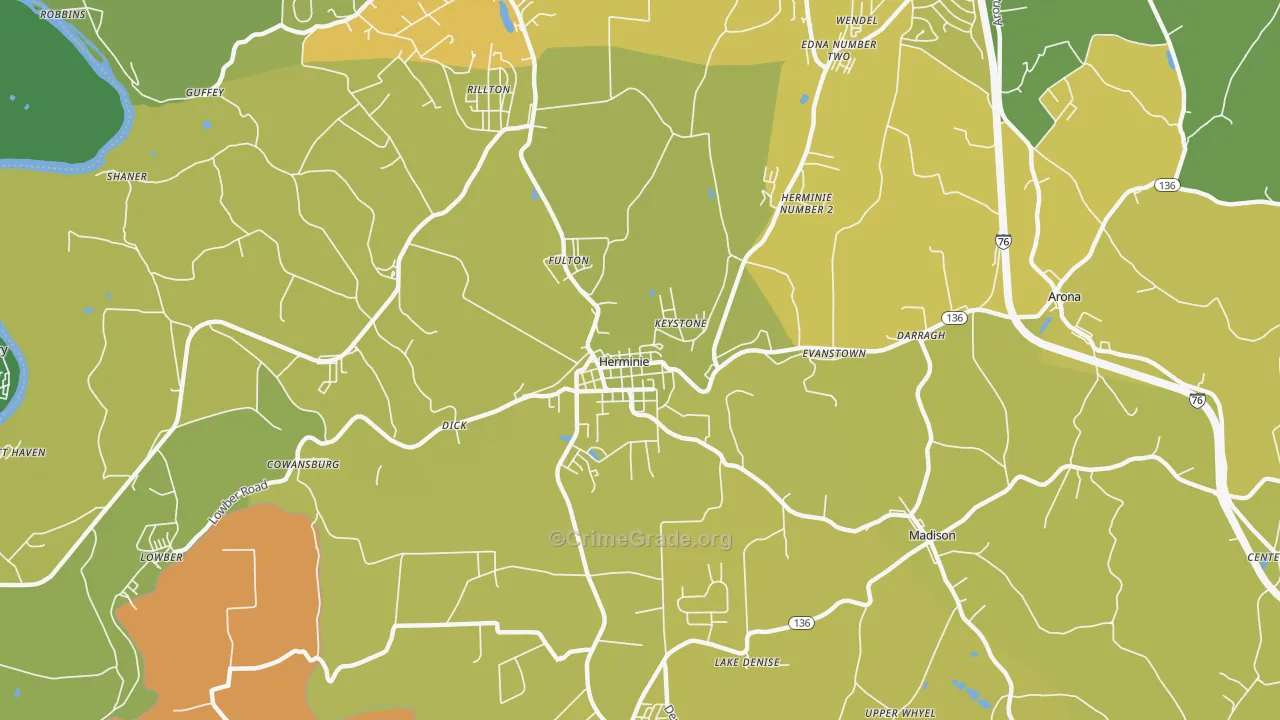 Herminie, PA Map of Theft Rates